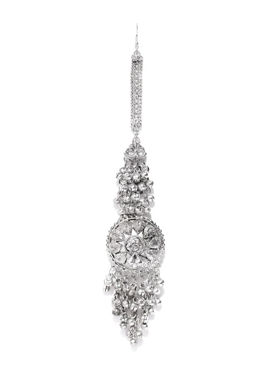 Silver-Toned Textured Maang Tikka