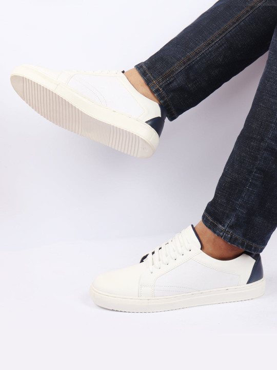 FAUSTO Men White Colourblocked Outdoor Classic Lace Up Sneakers Shoes