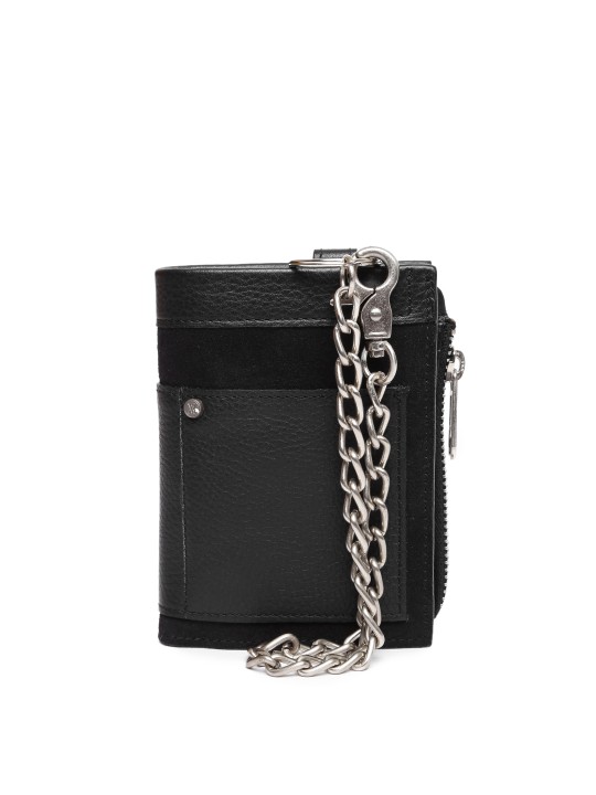 Men Black Leather Two Fold Wallet