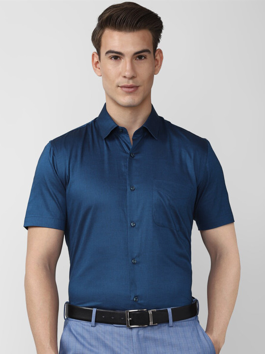 Peter England Men Blue Slim Fit Pure Cotton Formal Shirt