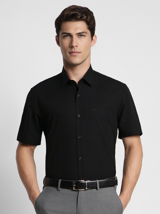 Peter England Men Black Solid Formal Shirt