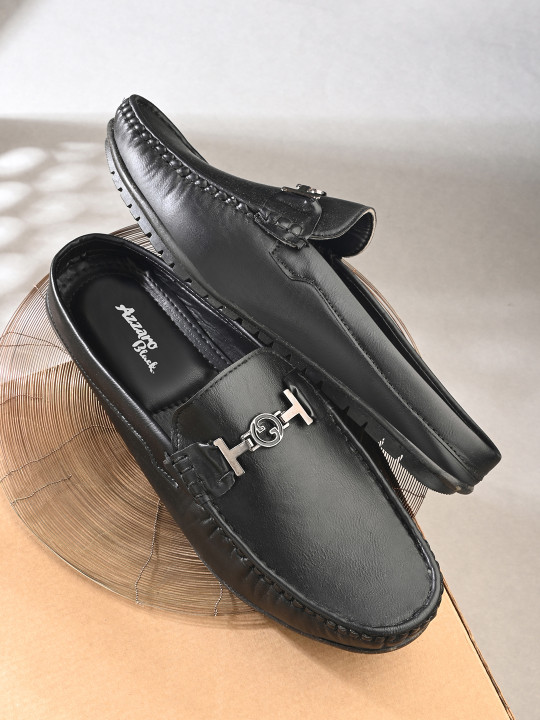 Azzaro Black Men Black Synthetic Leather Casual Shoes