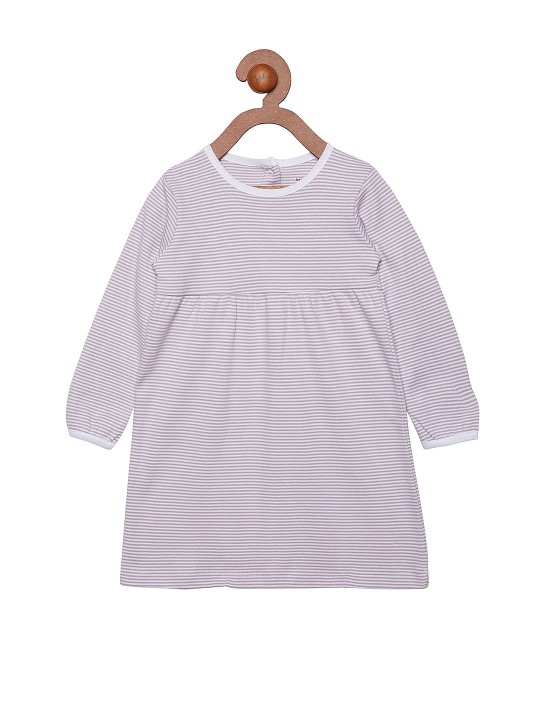 Girls Grey & White Striped A-Line Dress 2-3Y