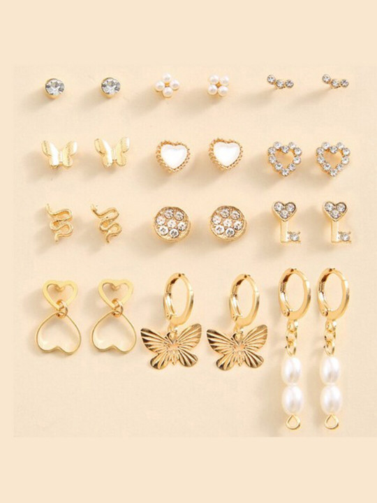 Jewels Galaxy Gold-Plated Drop Earrings Combo Of 6 Pairs Studs Earrings