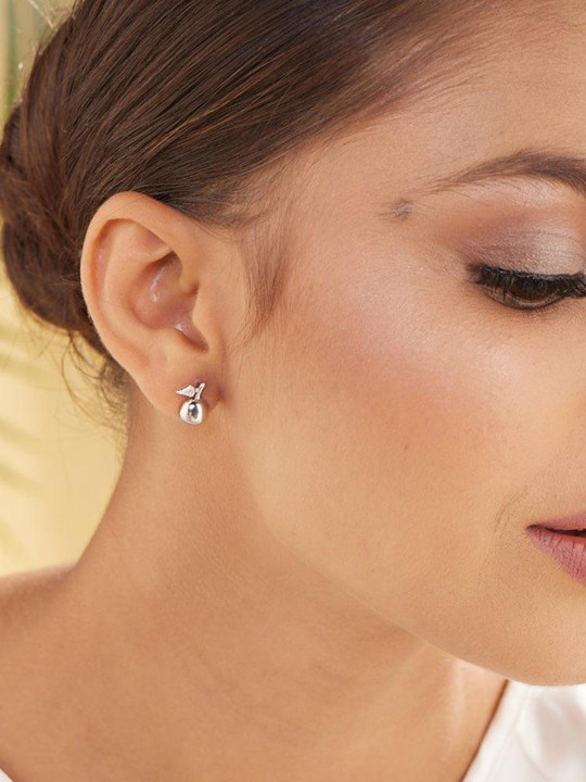 PALMONAS 925 Sterling Silver Leaf Shaped Studs Earrings
