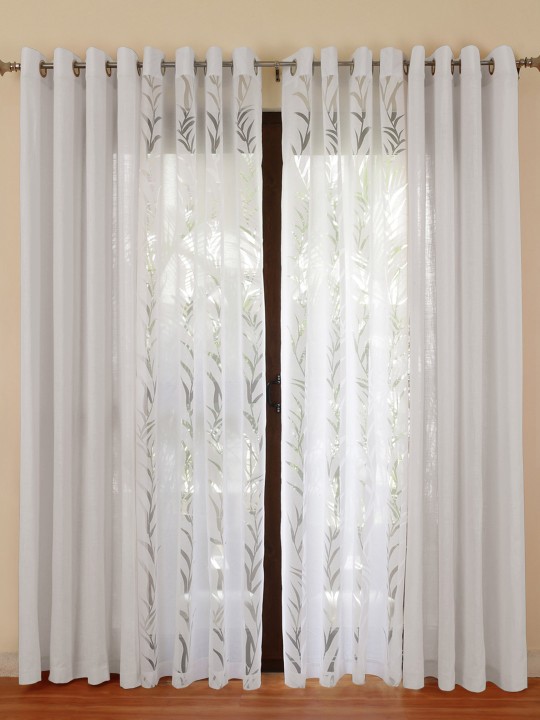White Set of 4 Door Curtains