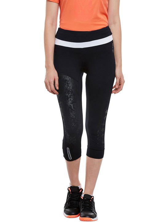 Black Three-Quarter Running Tights S