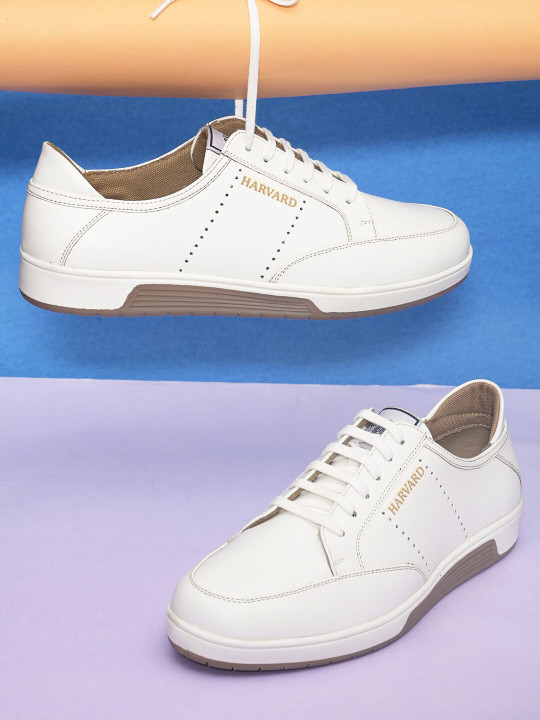 Harvard Men White Colourblocked Sneakers