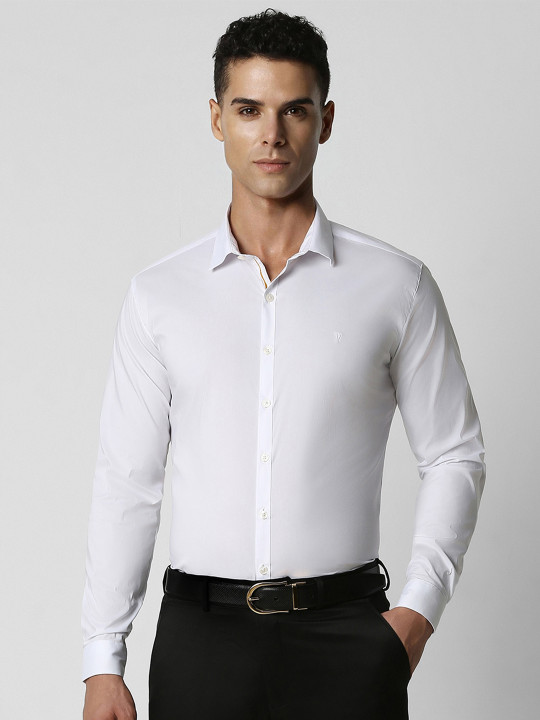 Van Heusen Men White Slim Fit Casual Shirt