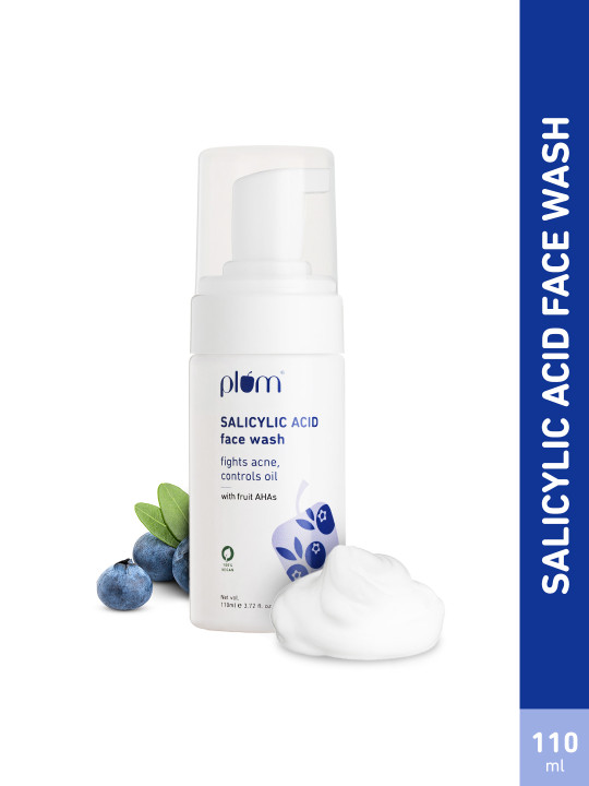 Plum 1% Encapsulated Salicylic Acid AHA Foaming Face Wash To Fight Active Acne - 110ml