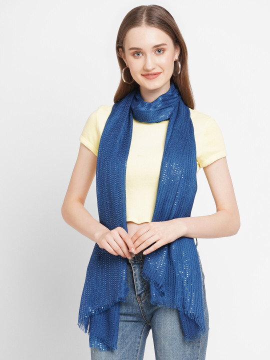 Cloth Haus India Women Blue heavy sequins Scarf