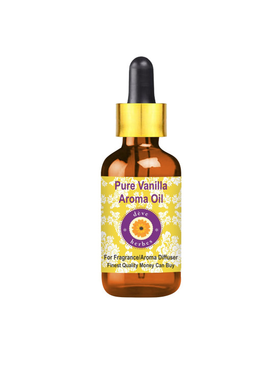 Deve Herbes Yellow Pure Vanilla Aroma Oil with Glass Dropper - 30ml