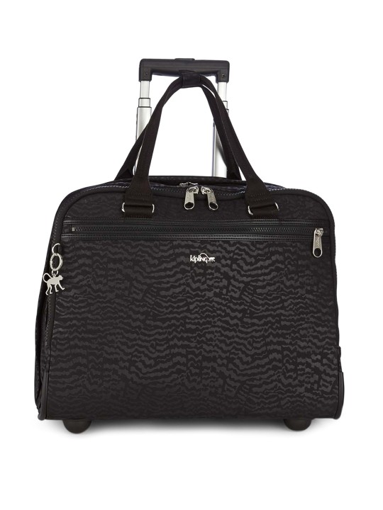 Unisex Black Printed Cabin Trolley Suitcase