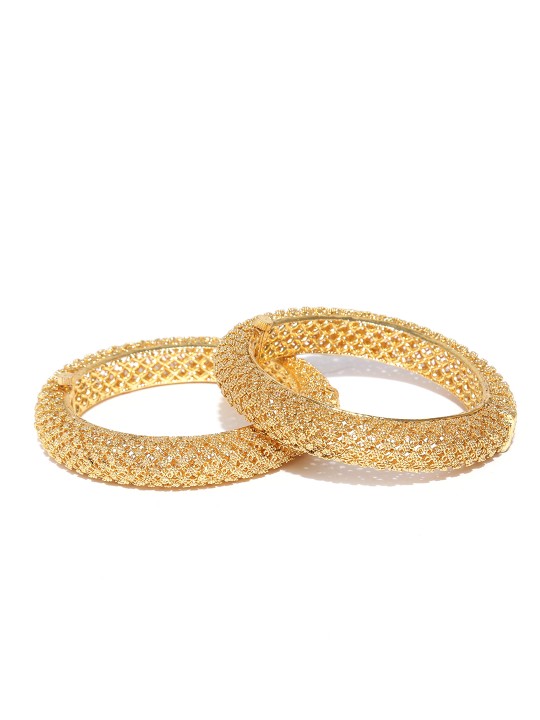 Set of 2 Gold-Plated Textured Bangles 2.4