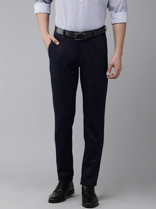 Van Heusen Men Mid-Rise Checked Skinny Fit Trousers