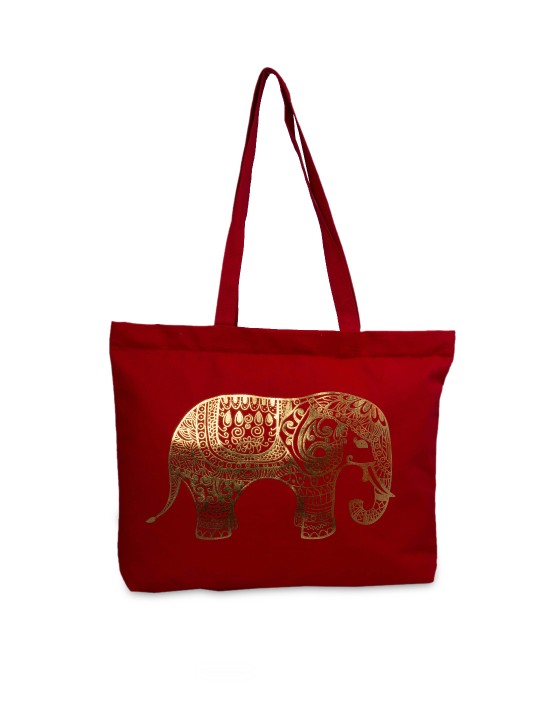 Red Printed Tote Bag