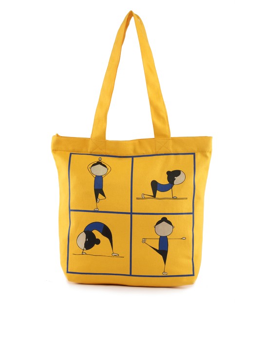 Mustard Yellow Printed Tote Bag