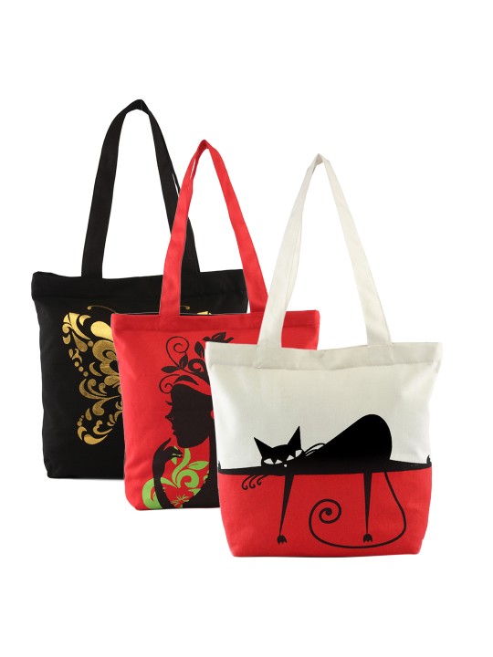 Set of 3 Printed Tote Bages