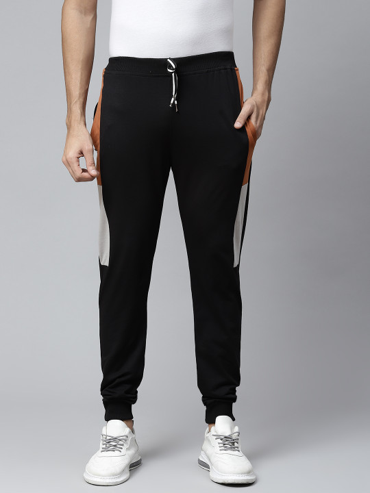 Pierre Carlo Men Solid Joggers with Colourblocked Side Taping