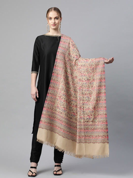 WEAVERS VILLA Women Kani Woven Ethnic Motifs Kalamkari Winter Shawl