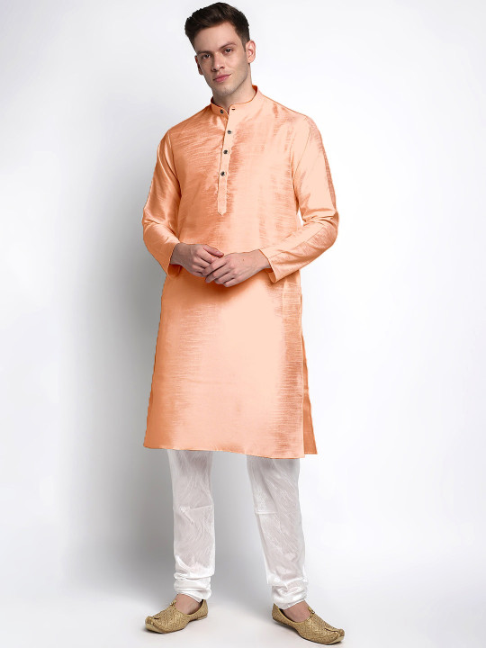 Devoiler Men Orange Pastels Kurta