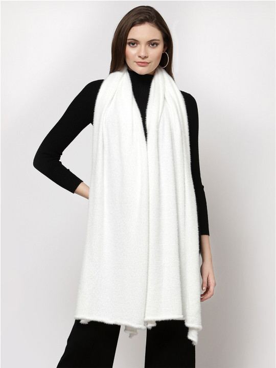 513 Women White Solid Stole