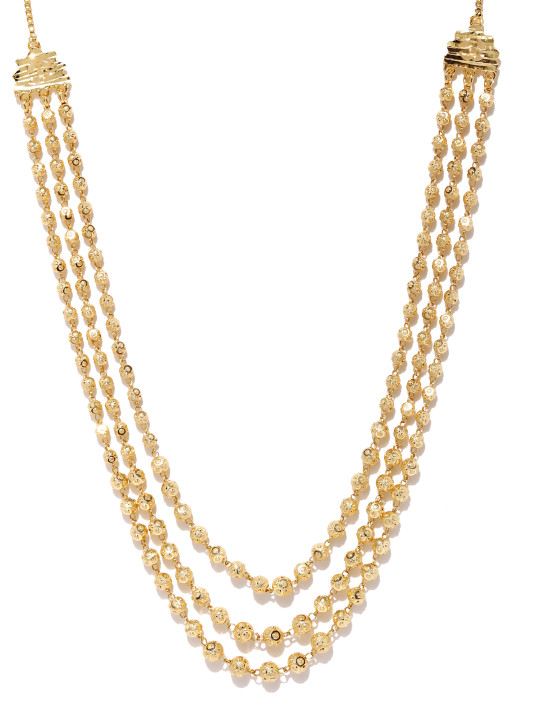 Gold-Plated Layered Beaded Necklace 