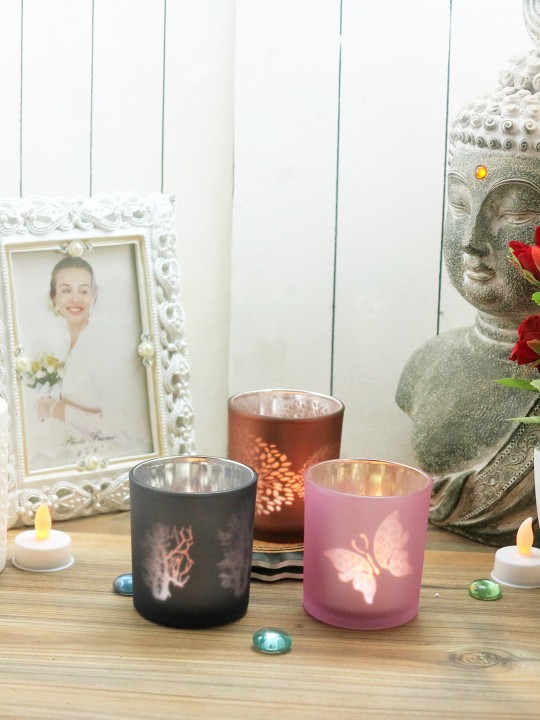 Multicoloured Set Of 3 Candle Holders