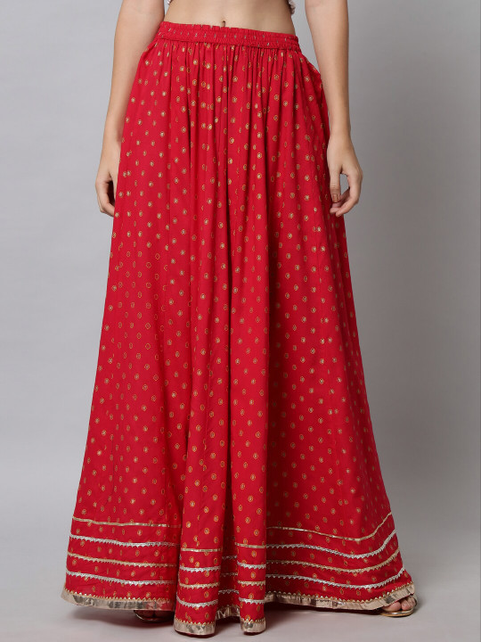 KALINI Women Pink Printed Maxi-Length Flared Skirt