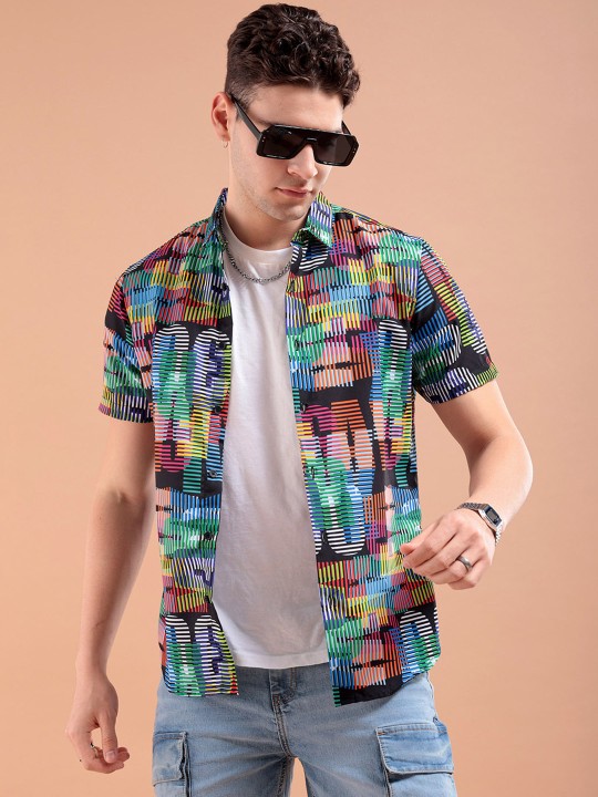 The Indian Garage Co Men Black Graphic Printed Casual Shirt