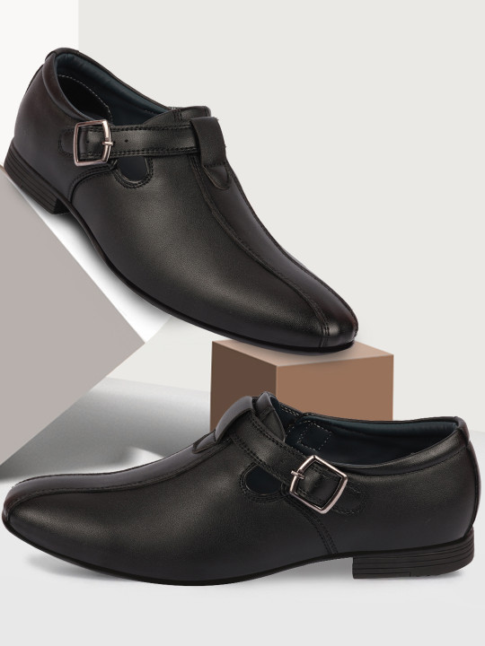 FAUSTO Men Black Solid Shoe-Style Sandals