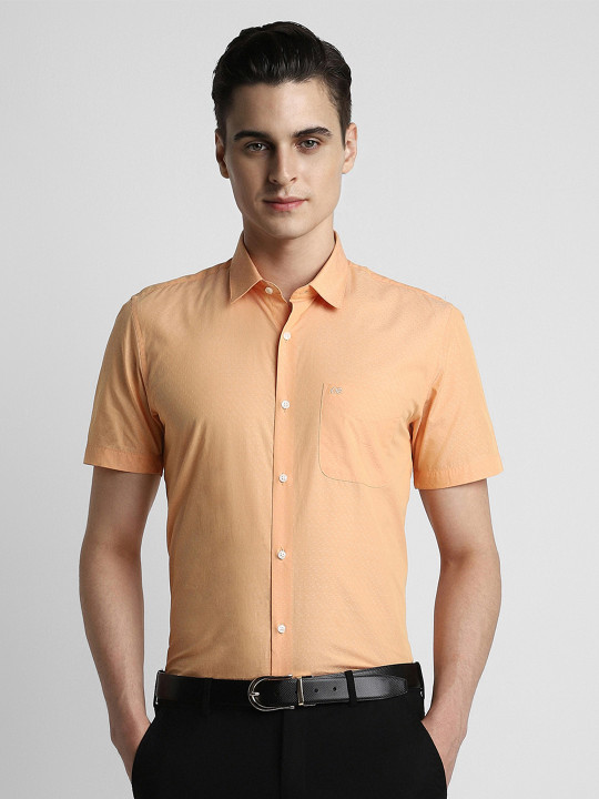 Peter England Men Orange Slim Fit Printed Formal Shirt
