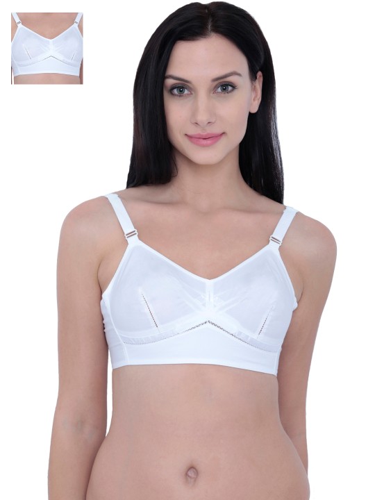 Princess Pack of 2 White Solid Non-Wired Full Coverage Bras PRI11 32B