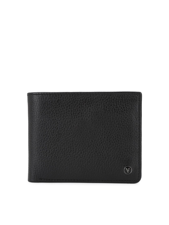 men black leather two fold wallet
