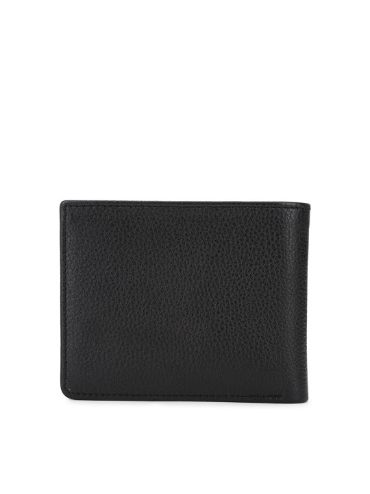 men black leather two fold wallet