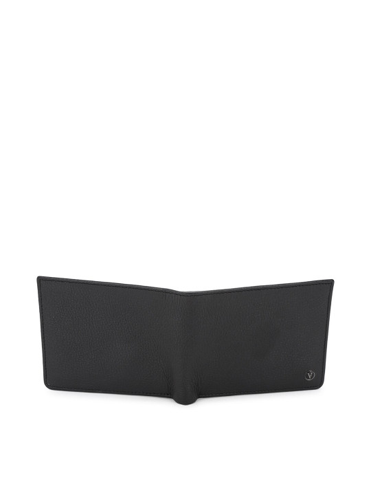 men black leather two fold wallet