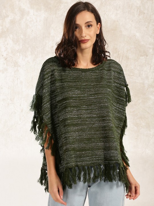 green poncho sweater