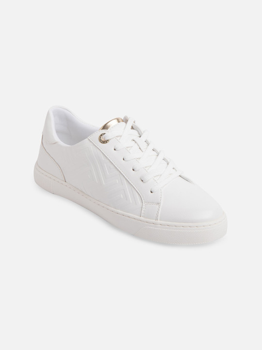 ALDO Women White Woven Design Lace-up Sneakers