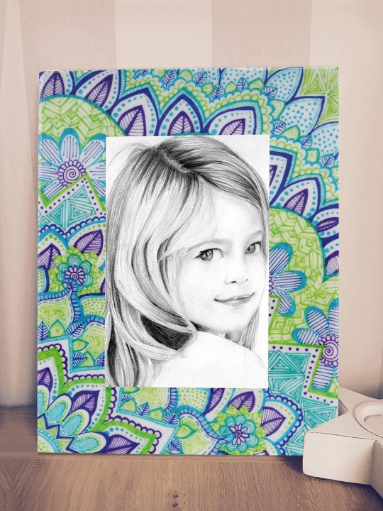 Purple & Green Handcrafted Printed Single Photo Frame