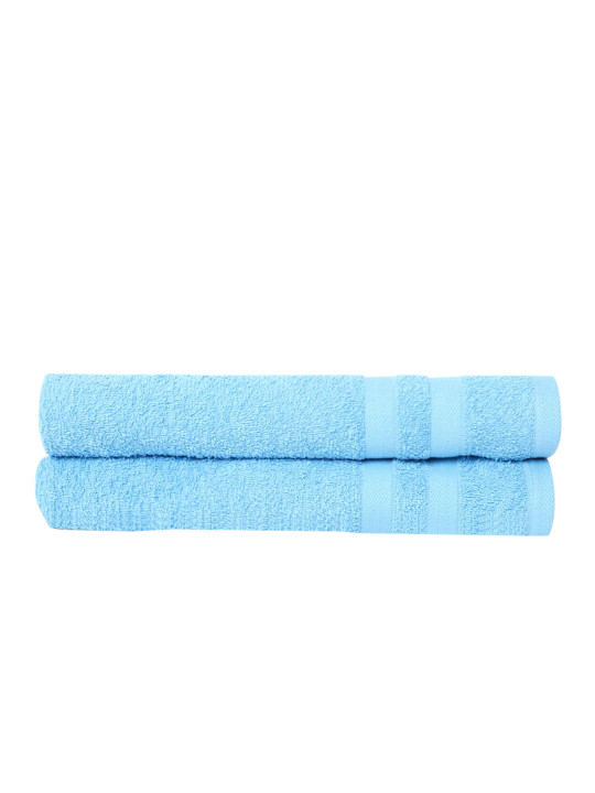 Cantabil Pack Of 2 Solid Blue 400 GSM Cotton Hand Towels