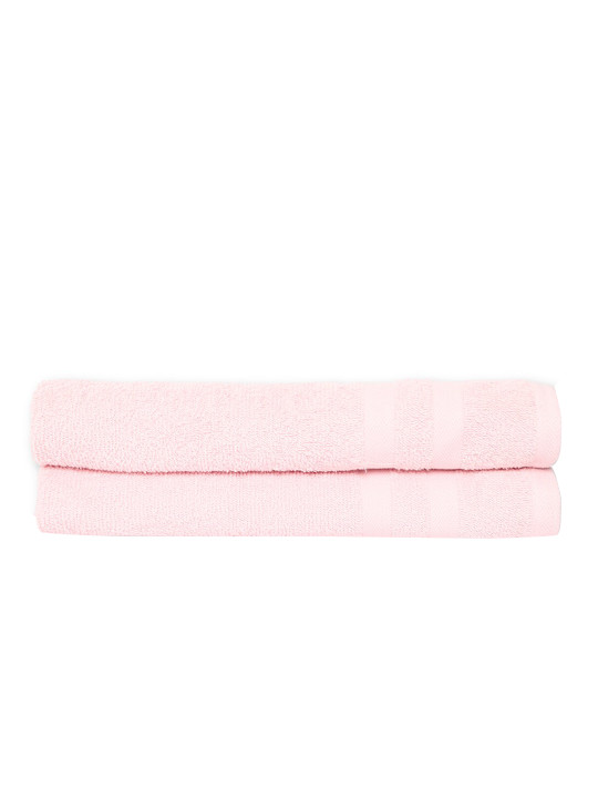 Cantabil Pack Of 2 Solid Pink 400 GSM Cotton Hand Towels