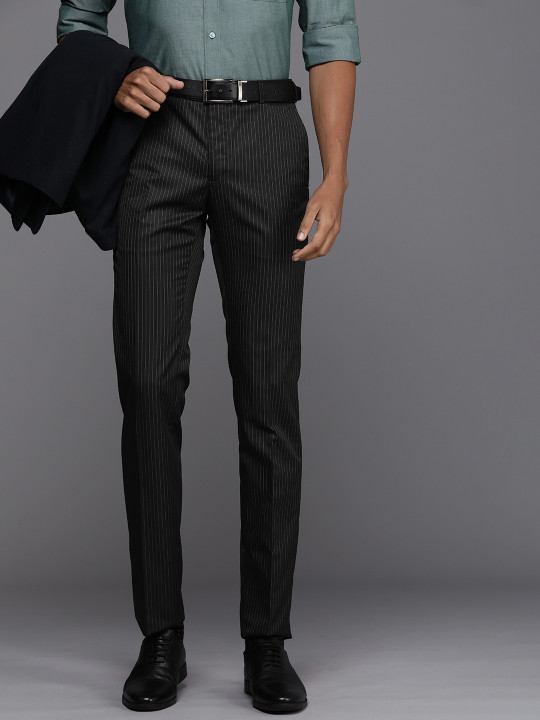 Raymond Men Striped Slim Fit Formal Trousers