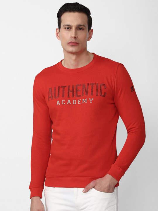Van Heusen Academy Men Red Printed Sweatshirt