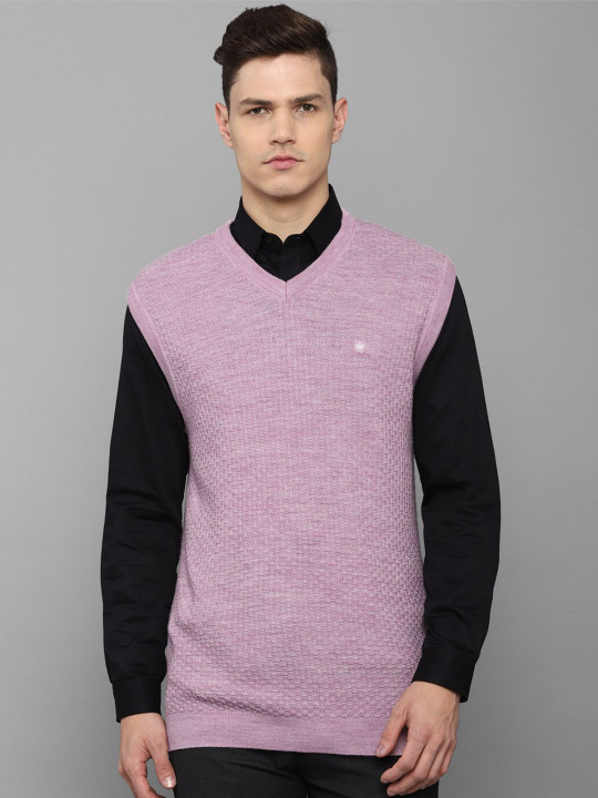 Louis Philippe Men Purple Pure Cotton Sweater Vest