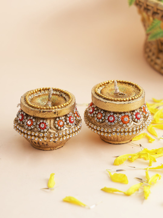 Aapno Rajasthan Terracotta 2 Piece Easy to Clean Diwali Diyas