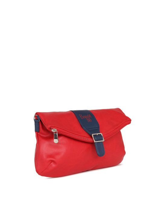 baggit red solid sling bag