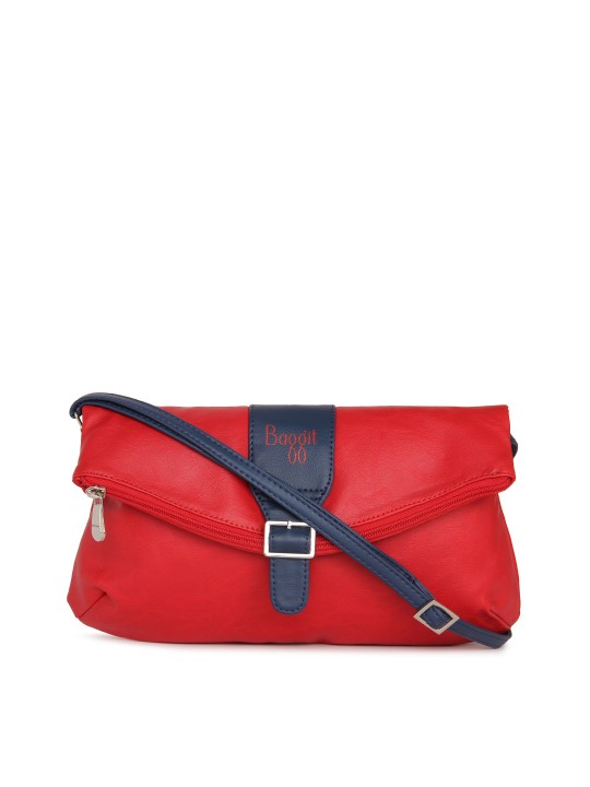 baggit red solid sling bag