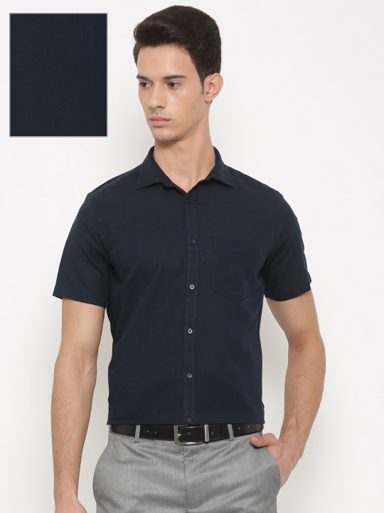 Men Navy Slim Fit Solid Formal Shirt 38