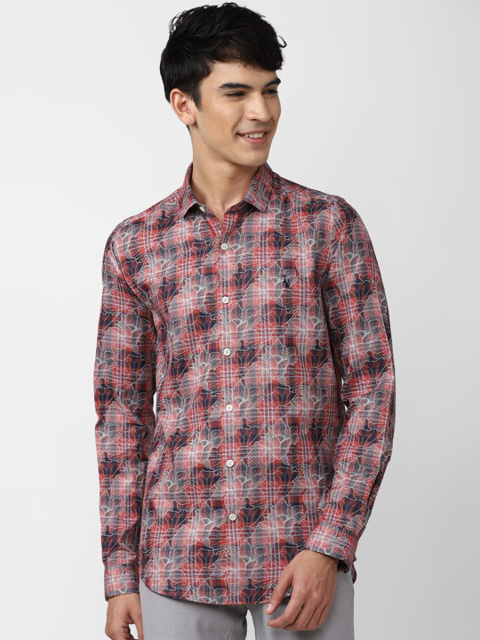 SIMON CARTER LONDON Men Pink Slim Fit Checked Pure Cotton Casual Shirt