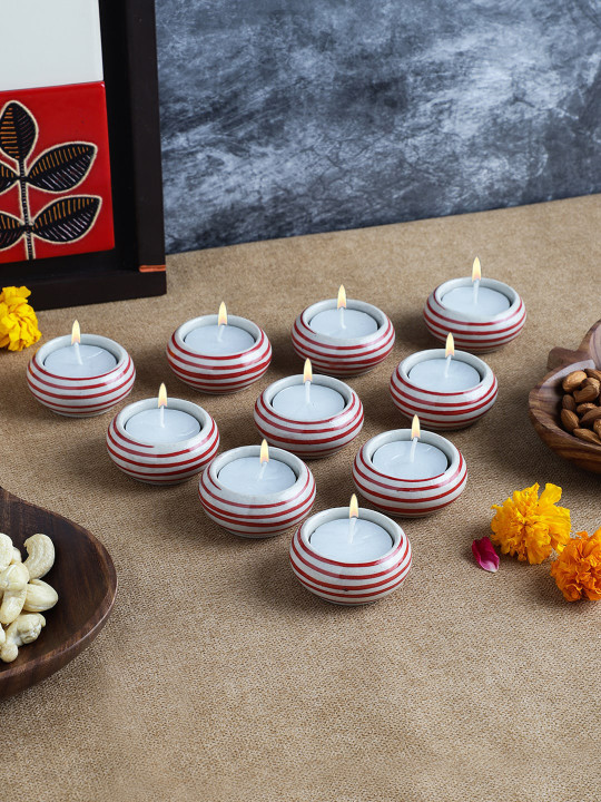 VarEesha Ceramic 10 Piece Handmade Diwali Diyas